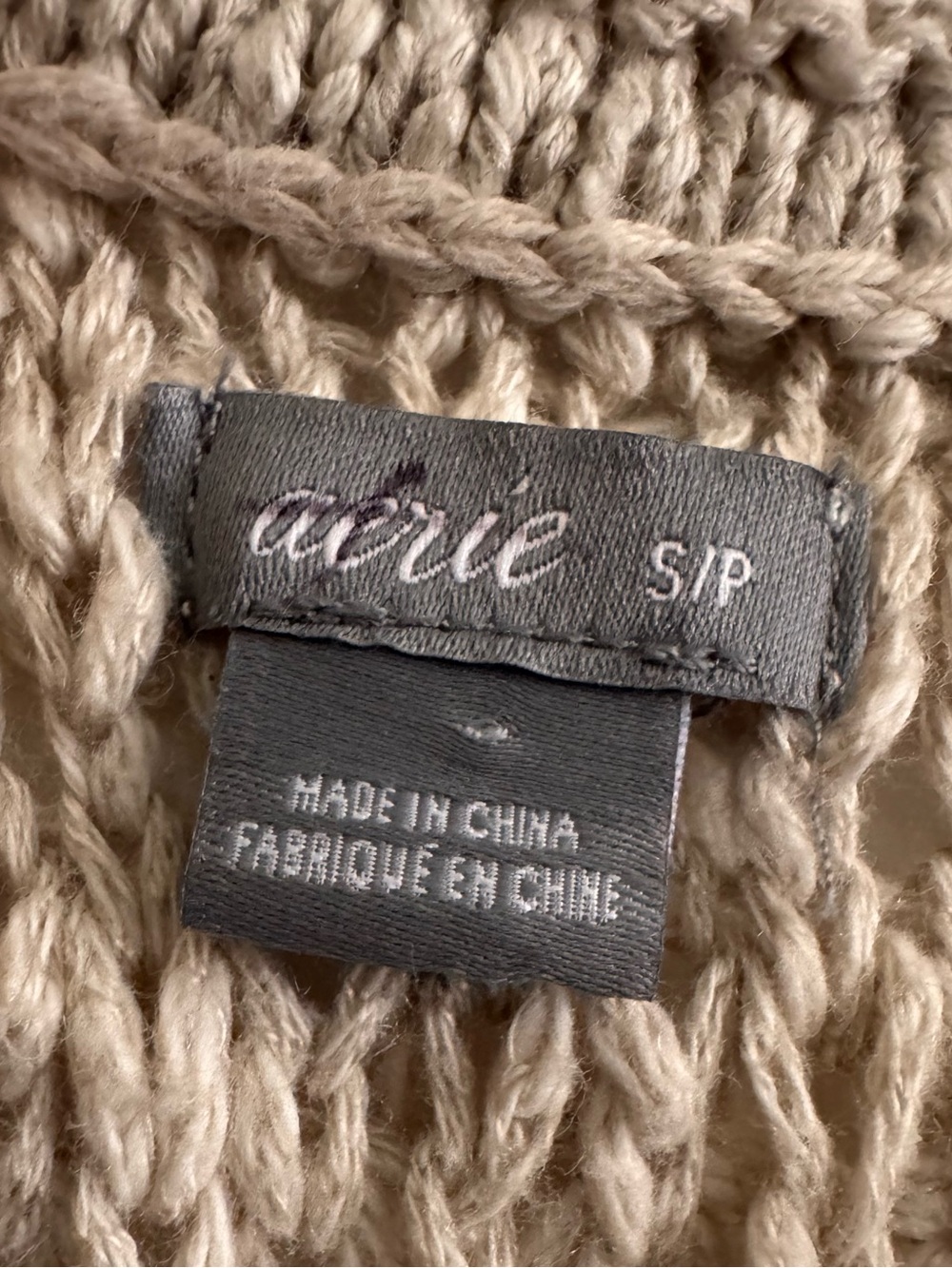 aerie Beige Crochet Scoop Neck Tank. Size: S/P - Picture 2 of 4